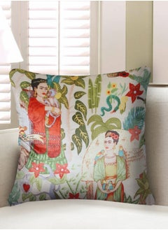 Beige Velvet Cushion Cover Frida Kahlo and Jungle Decorative Pillowcase Home Decor Throw Pillow for Sofa Chair 45x45 cm