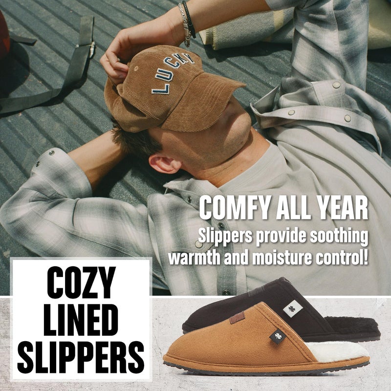 Lucky Brand Boy's Micro-Suede Scuff Slippers, Kids House Shoes with Plush Lining - Tan, Size 2/3 - Image 5