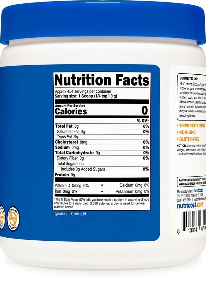 Nutricost Citric Acid Powder (1LB) - 1G Per Serving, Non-GMO, Gluten Free, Vegetarian Friendly - Image 5