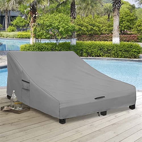Okcool 100% Waterproof Patio Double Wide Chaise Lounge Chair Cover, 600D Tough Canvas 80 Inch Outdoor Chaise Lounge Covers - Image 5