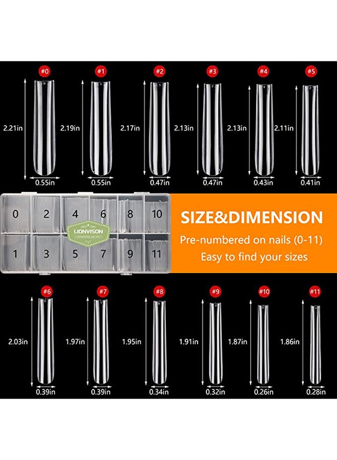 brunson False Nail Tips Soft Gel C-Curved Clear Extra Long Square 550 Pieces SGT08 - Image 5