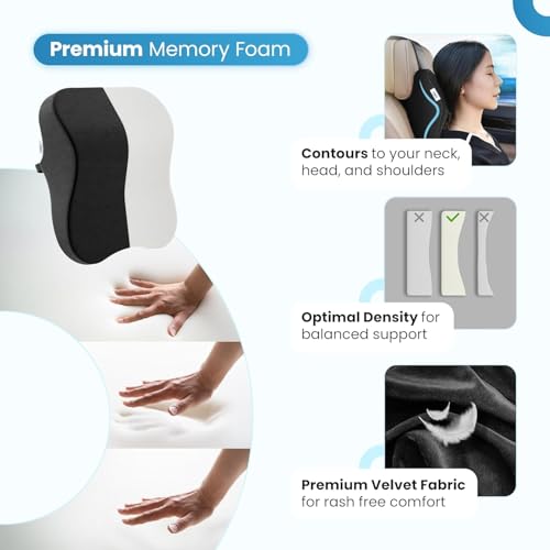 Gipibox® (Pack of 1 Car Neck Rest Pillow Memory Foam Neck Pillow for Car, Car Seat Head Rest Cushion for Neck & Cervical Support - Relieves Neck Pain (Medium, Black) (1PCS) - Image 4