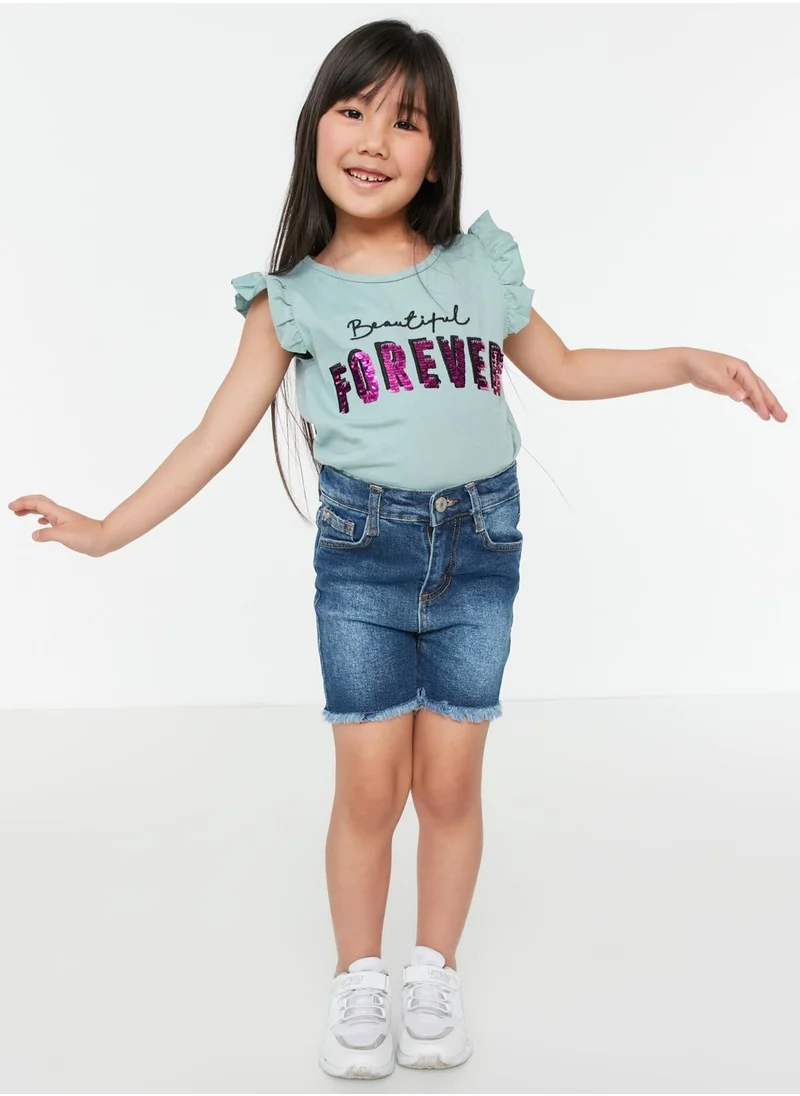 trendyol Kids Frayed Hem Denim Shorts