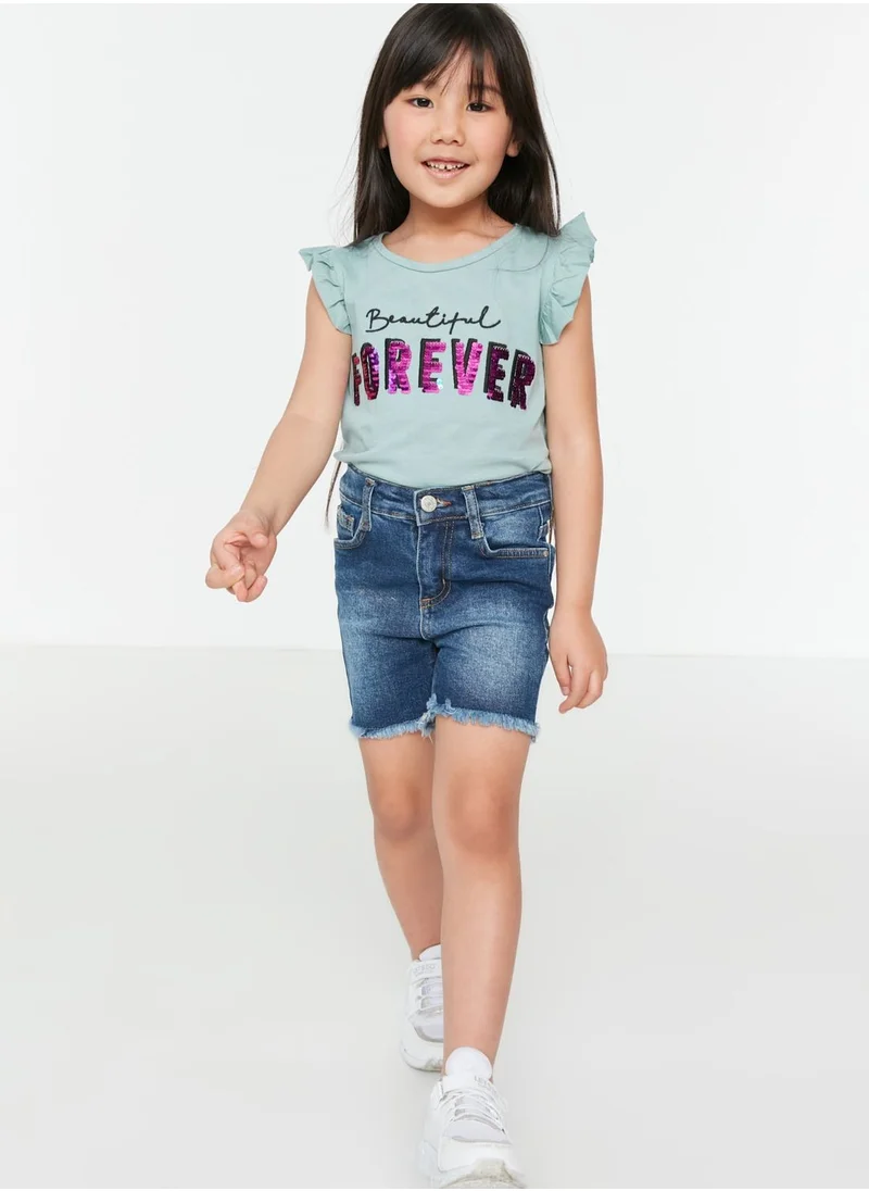 trendyol Kids Frayed Hem Denim Shorts