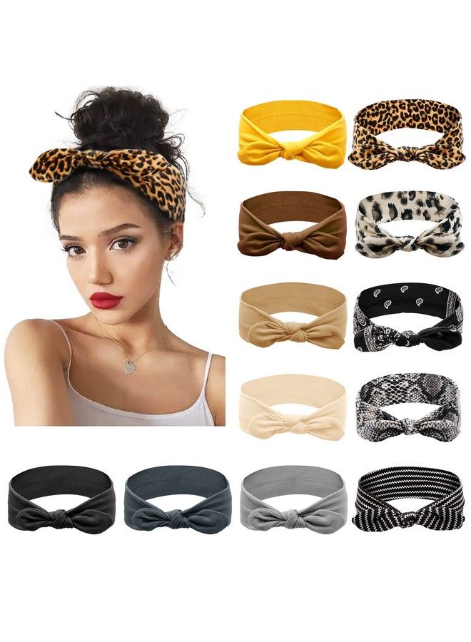 Huachi 12 حزمة من أربطة الرأس على شكل قوس للنساء، أربطة شعر مرنة، رباط رأس معقود، آذان أرنب، عمامة، موضة، رياضة، إكسسوارات شعر لطيفة - Image 2