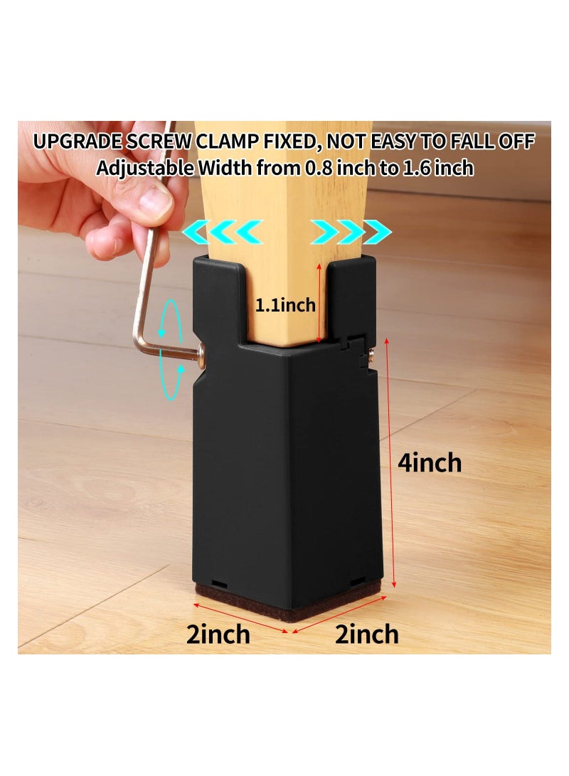 NIBEMINENT 4PCS Adjustable Aluminium Alloy Sofa Legs, 3 Inch Round Furniture Legs Heavy-Duty Cabinet Replacement Screw-In for Desk Table Chair Bed, Silver  - Image 5