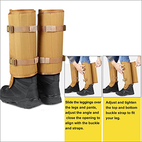 QOGIR Snake Gaiters for Hunting: Durable Snake Guards, Snake Gaiter Leggings for Men & Women, Snake Bite Protection for Lower Legs, Snake Proof Gaiters with Adjustable Size(Mud Color) - Image 3