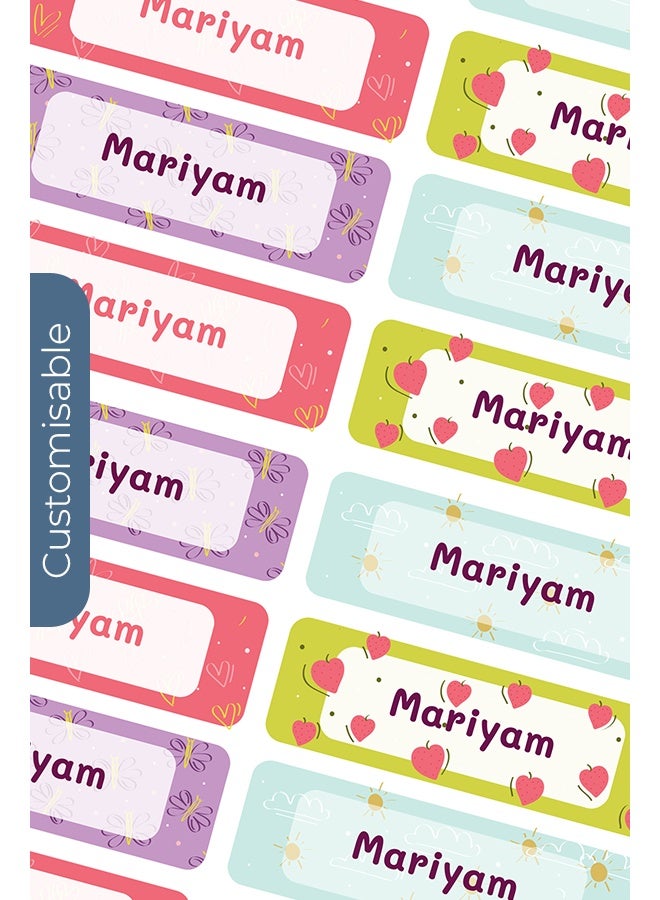 شير ذا لوف  ملصقات أسماء مخصصة برسومات فواكه مرحة – ملصقات مدرسية زاهية ومرحة - Image 3
