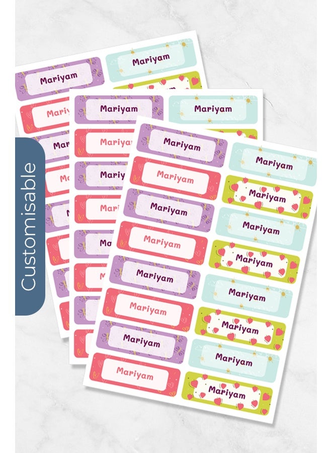 شير ذا لوف  ملصقات أسماء مخصصة برسومات فواكه مرحة – ملصقات مدرسية زاهية ومرحة - Image 1