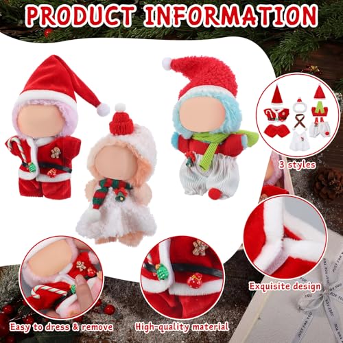 Simgoing 3 Pack Christmas 17cm Doll Clothes Set Cute Santa Stylish Outfit for Christmas Dressed up Doll Accessories Not Included Dolls - Image 5
