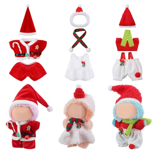 Simgoing 3 Pack Christmas 17cm Doll Clothes Set Cute Santa Stylish Outfit for Christmas Dressed up Doll Accessories Not Included Dolls - Image 1