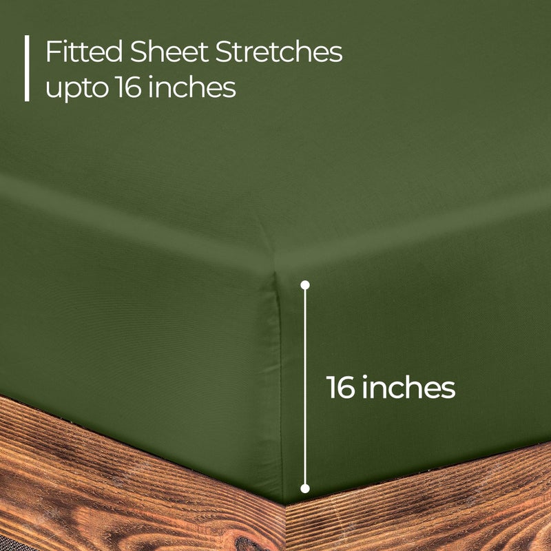 Royale Linens Fitted Sheet California King - Hotel Quality -1800 Wrinkle & Fade Resistant - Bottom Sheet - Deep Pocket Stretches Up to 16"" - Fitted Sheet Only - Elastic Sheet (King Cal  Hunter Green) - Image 2