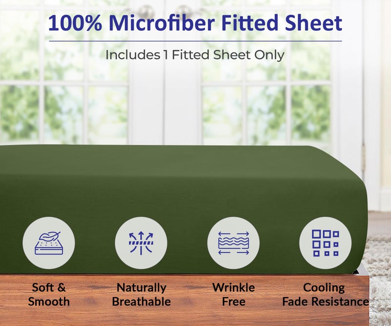 Royale Linens Fitted Sheet California King - Hotel Quality -1800 Wrinkle & Fade Resistant - Bottom Sheet - Deep Pocket Stretches Up to 16"" - Fitted Sheet Only - Elastic Sheet (King Cal  Hunter Green) - Image 3