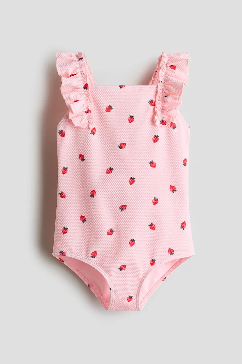 H&M Frill-trimmed textured swimsuit
