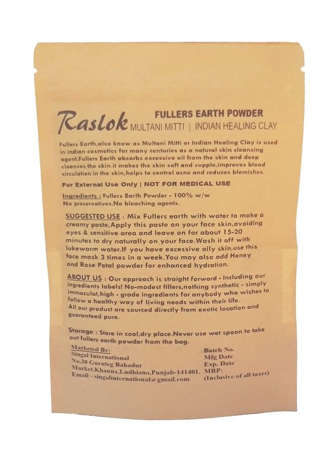 Raslok 100% Pure Fullers Earth Powder | Multani Mitti Organic For Face| Bentonite Clay Mask| No Added Fragrance| Natural Face Mask Mud Mask Pack (3.52 Oz.) | Multani Matti Powder | Indian Healing Clay  - Image 4
