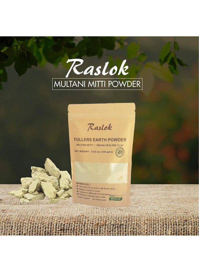 Raslok 100% Pure Fullers Earth Powder | Multani Mitti Organic For Face| Bentonite Clay Mask| No Added Fragrance| Natural Face Mask Mud Mask Pack (3.52 Oz.) | Multani Matti Powder | Indian Healing Clay  - Image 3