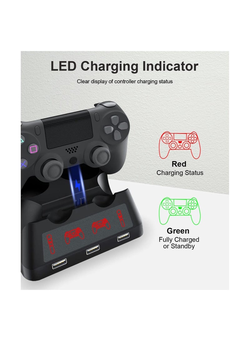 Captaintech Controller Charging Dock Station Fit for PS4, 4 in 1 PS Controller Charger Station, Fast Controller Charger with LED Indicator Compatible with PS4/Slim/PS4 Pro/PS VR Charging Dock(1 Pack) - Image 4