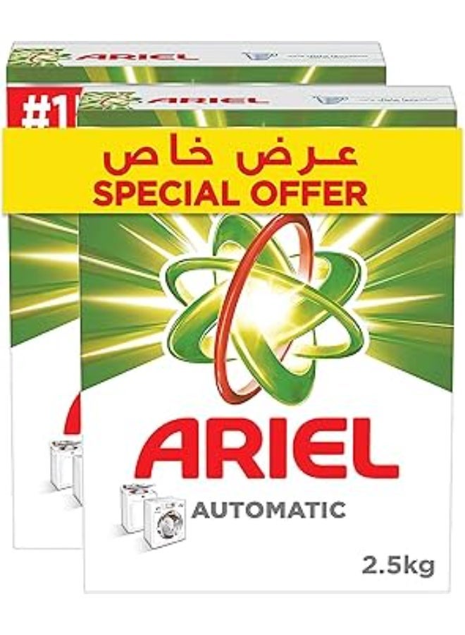 اريال مسحوق غسيل الملابس الأوتوماتيكي، رائحة أصلية، غسيل نظيف خالٍ من البقع، مسحوق غسيل، عبوة مزدوجة، 2.5 كجم - Image 1