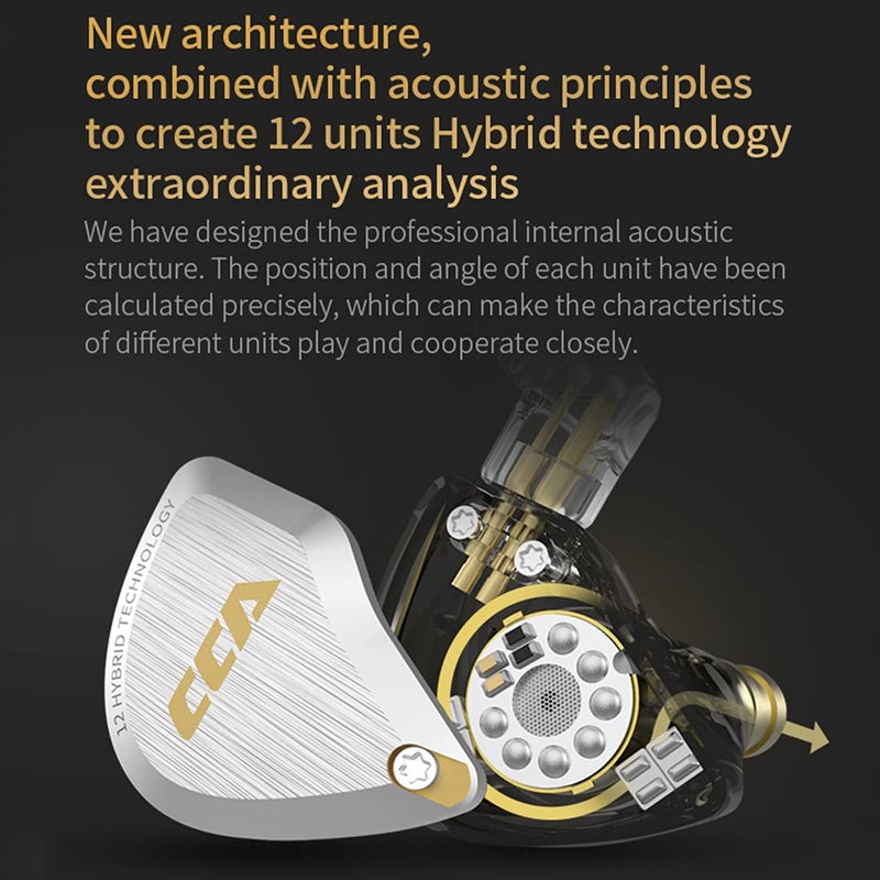 CCA سماعات أذن CCA C12 المراقبة الداخلية 5BA 1DD هجين HiFi سماعات أذن معزولة عن الضوضاء سلكية للموسيقيين وعشاق الصوت والمغنين وDJ - Image 2