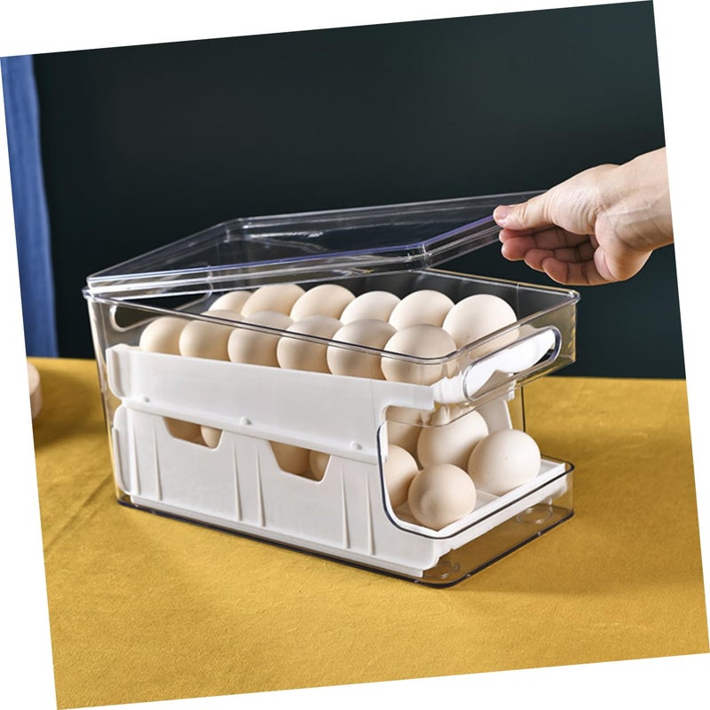 Transparent Double Layer Stackable Egg Holder Fridge Storage Box For Refrigerator And Freezer - Image 3