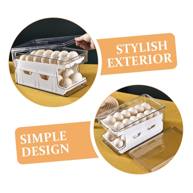 Transparent Double Layer Stackable Egg Holder Fridge Storage Box For Refrigerator And Freezer - Image 4