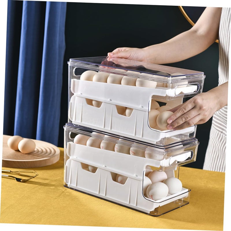 Transparent Double Layer Stackable Egg Holder Fridge Storage Box For Refrigerator And Freezer - Image 5