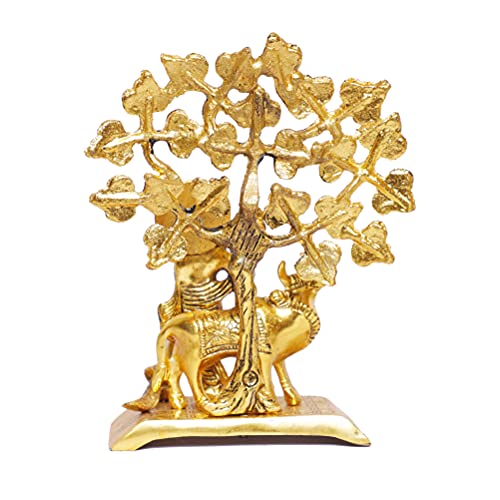 KridayKraft Metal Krishna Idol Statue with kamdhenu Cow Standing Under Tree Showpiece Figurine for Pooja Room & Gift,Decorative Religious Statue for Home,Office & Table... - Image 4