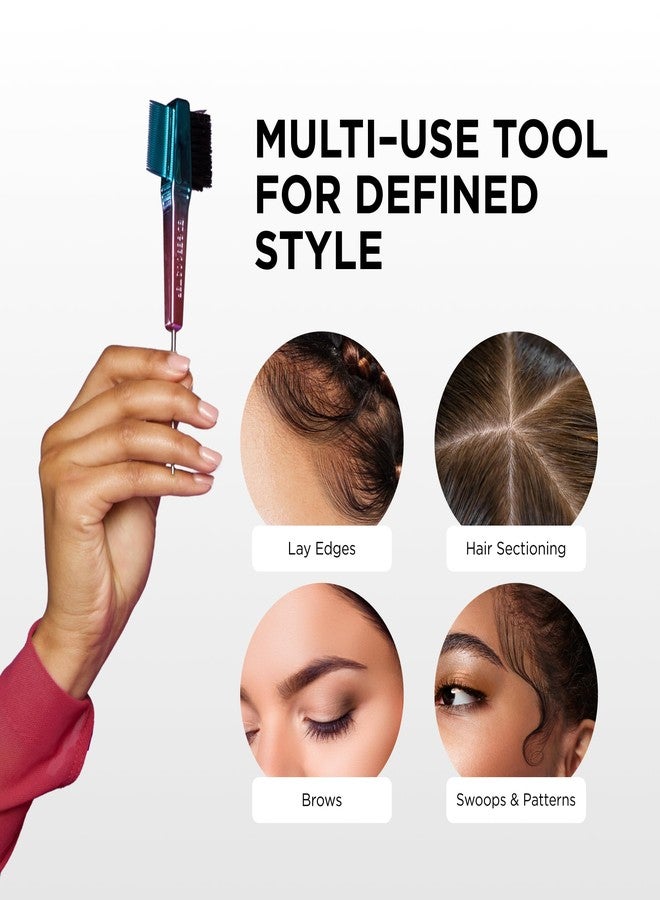 ستايل فاكتور فرشاة ومشط ستايل فاكتور إيدج بوستر® الصغيرة | فرشاة شعر الأطفال/فرشاة سفر مع علبة صغيرة | حجم مناسب للسفر، شعيرات خنزير برية مزدوجة الأطراف ومشط ذو طرف مدبب للحواف والفرق والتصفيف | وردي/أبيض - Image 3