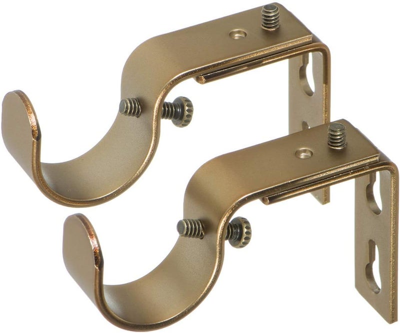 Ivilon Short Projection Brackets for Curtain Rods - for 1 or 1 1/8 Inch Rods. Set of 2 - Warm Gold - Image 1
