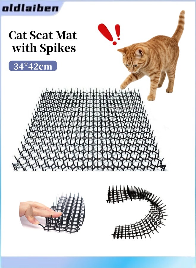 oldlaiben 2 Pack Cat Scat Mat with Spikes, Cat Deterrent Mat 34x42cm Garden Netting Pet Repellent Cat Repellent Mat with Spikes Pet Deterrent Net Anti Cat Mat for Yard, Garden Fence Animal Barrier - Image 1
