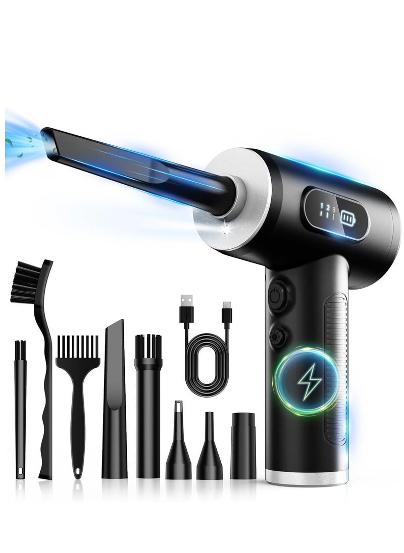 ALASAMCO Compressed Air Duster-3 Gear Adjustable 100000RPM Electric Air Duster with LED Light, Rechargeable Cordless Air Blower for Keyboard Electric Devices Cleaning. Replaces Compressed Air Cans (Black)  - Image 1