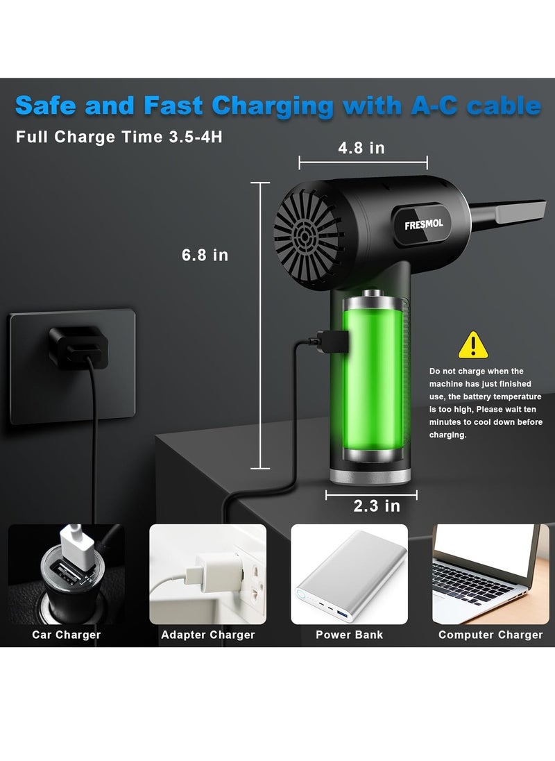 ALASAMCO Compressed Air Duster-3 Gear Adjustable 100000RPM Electric Air Duster with LED Light, Rechargeable Cordless Air Blower for Keyboard Electric Devices Cleaning. Replaces Compressed Air Cans (Black)  - Image 5