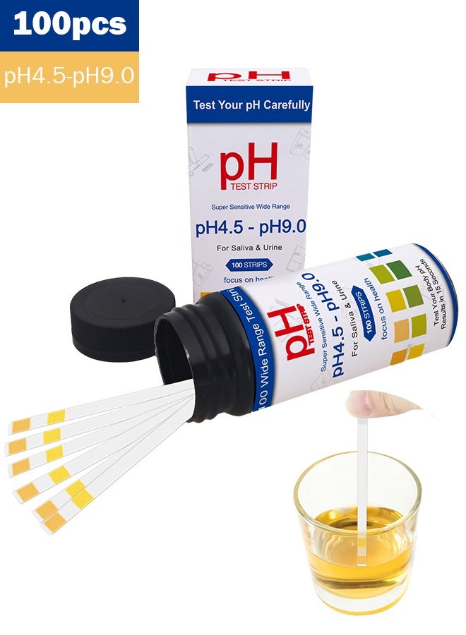 Generic 100pcs pH Test Strips 4.5 to 9.0 for Urine and Saliva Body pH Testing Urinalysis Reagent Test Strips for Acidity and Alkalinity Alkaline Diet Food and Acid pH Testing  - Image 1