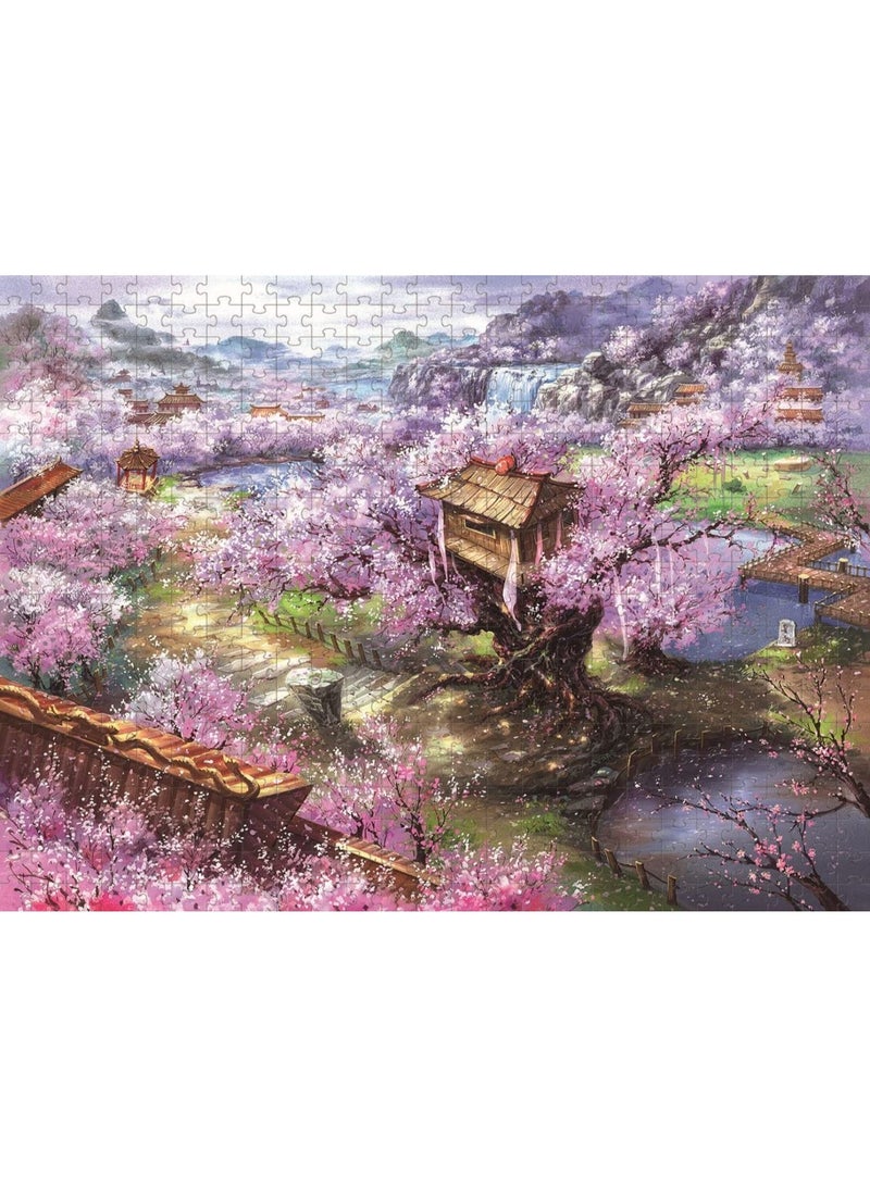1000 Piece Jigsaw Puzzle, Cherry Hill Cherry Blossom Landscape - Image 3