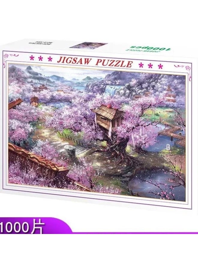 1000 Piece Jigsaw Puzzle, Cherry Hill Cherry Blossom Landscape - Image 2