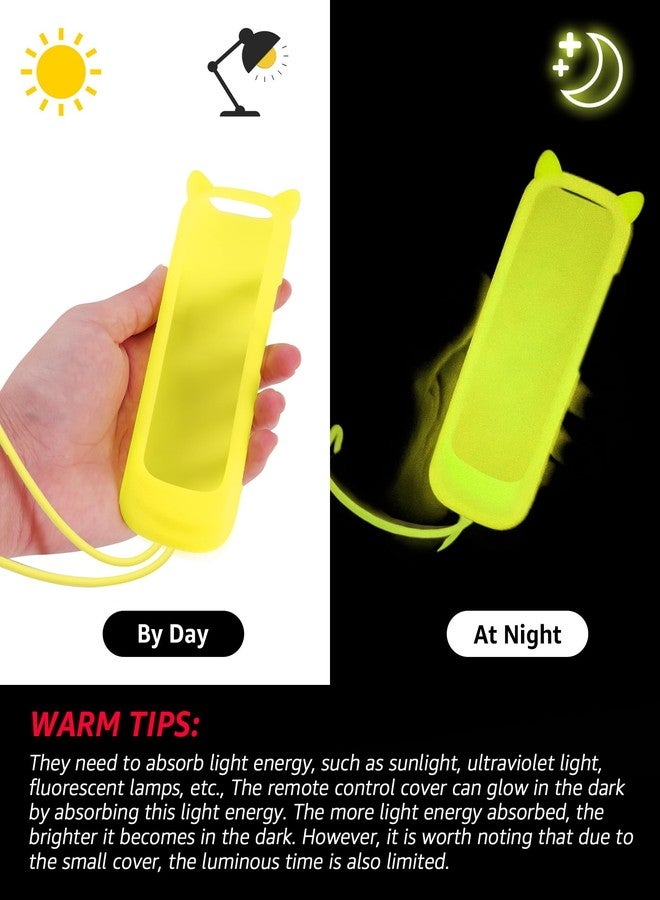 ONEBOM 2Pack Cover for Roku Remote with Cat Ears Design, Silicone Skin Case Fit with Hisense/TCL Roku TV, Steaming Stick/Express, Universal Replacement Controller. Glow in The Dark,Yellow/Rosered - Image 4