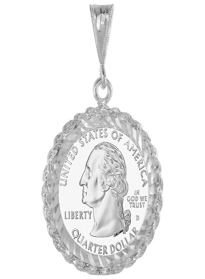سابرينا سيلفر إطار من الفضة الإسترلينية لعملات ربع دولار بقطر 24 مم، ظهر شوكي، حافة حبلية، قطع ماسي. عملة 25 سنتًا غير متضمنة. - Image 1