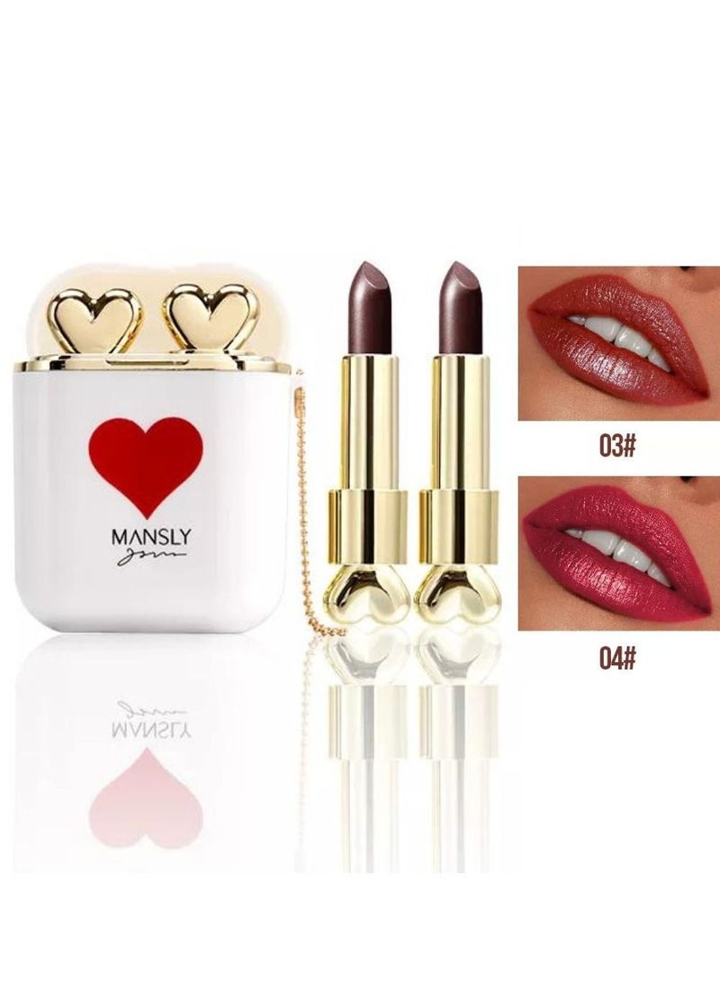 MANSLY Lipstick Dual Color Silky Velvet Matte 2Pcs by Heng Fang - Image 1