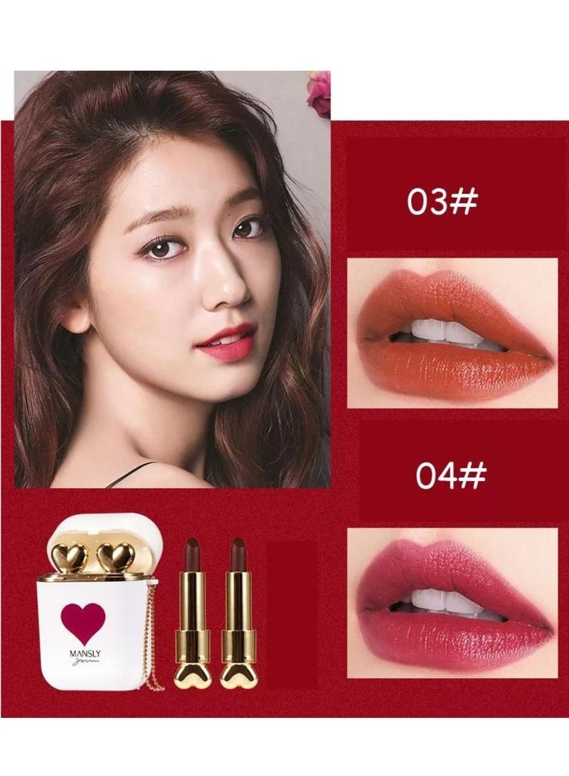 MANSLY Lipstick Dual Color Silky Velvet Matte 2Pcs by Heng Fang - Image 2