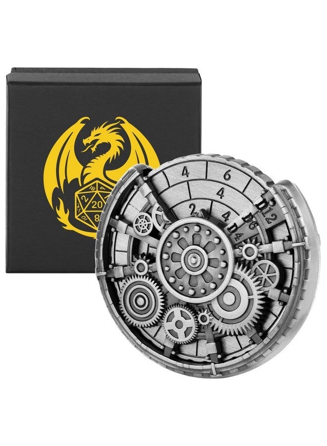 Keller & Weber Spinner DND Dice Set, 7-in-1 Metallic D&D Dice, Gear Roulette Dice Spinner for DND Dice Set, D&D Gifts with Gift Box, Father's Day, Role Playing Game Board Game Accessories, Silver - Image 1