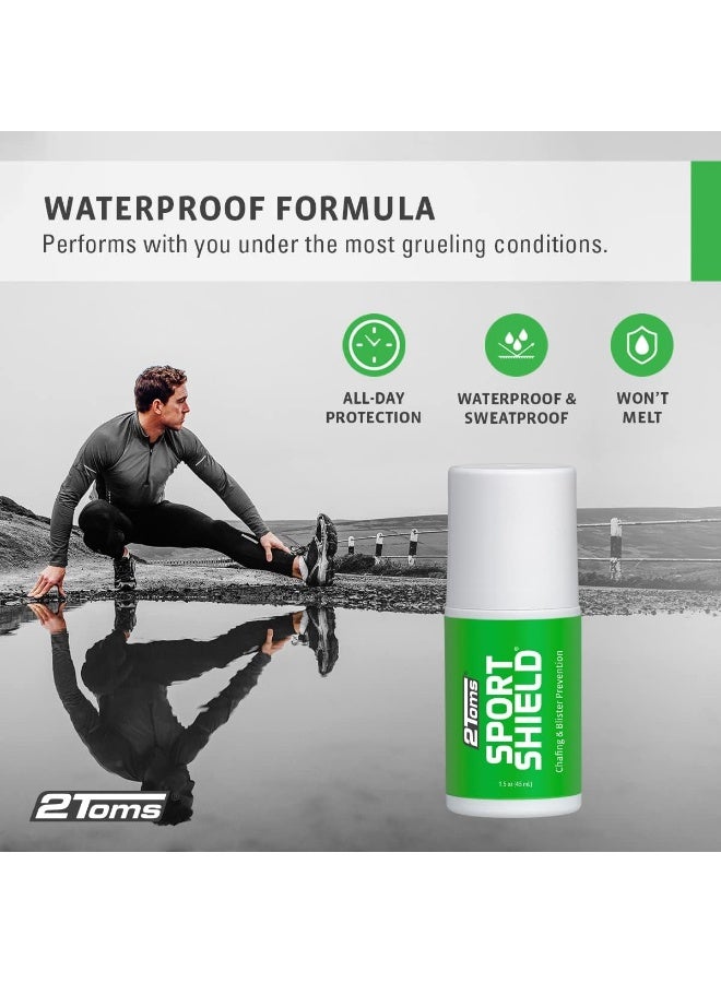 2Toms SportShield, Original Formula, All-Day Anti Chafe and Blister Prevention, Waterproof Protection from Chafing and Skin Irritation, 1.5 Ounces, 2 Bottles - Image 3