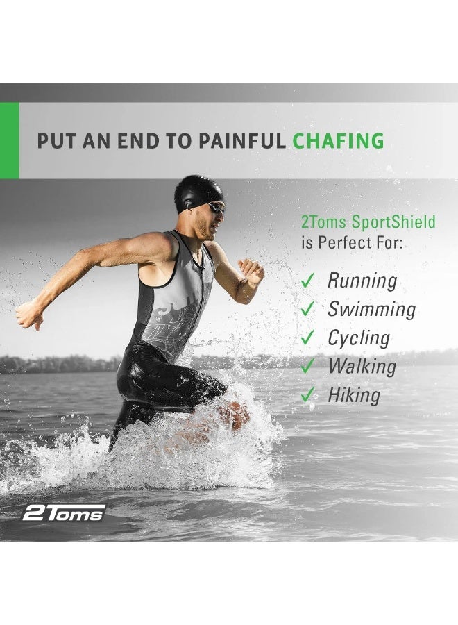 2Toms SportShield, Original Formula, All-Day Anti Chafe and Blister Prevention, Waterproof Protection from Chafing and Skin Irritation, 1.5 Ounces, 2 Bottles - Image 4
