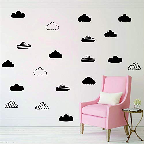 JURUOXIN 24 Pcs/Set Clouds Decal Vinyl Wall Sticker for Kids Room Nursery Decoration Boy Girl Child Bedroom Living Room Art Decor Home House Design Mural YMX57 (Black) - Image 5