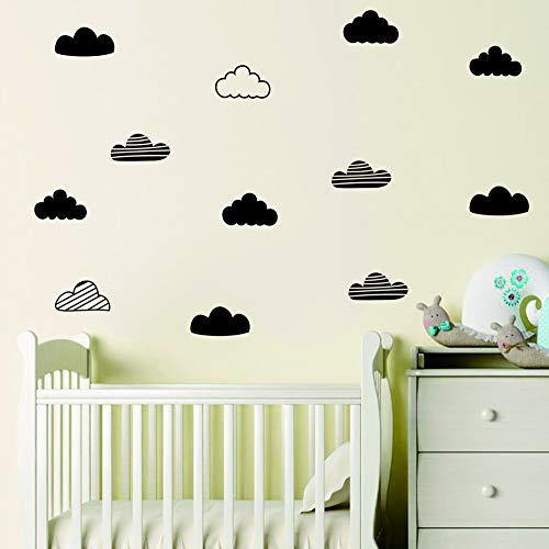 JURUOXIN 24 Pcs/Set Clouds Decal Vinyl Wall Sticker for Kids Room Nursery Decoration Boy Girl Child Bedroom Living Room Art Decor Home House Design Mural YMX57 (Black) - Image 3