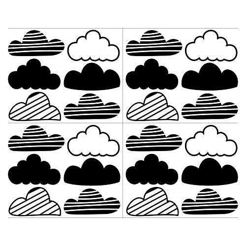 JURUOXIN 24 Pcs/Set Clouds Decal Vinyl Wall Sticker for Kids Room Nursery Decoration Boy Girl Child Bedroom Living Room Art Decor Home House Design Mural YMX57 (Black) - Image 2