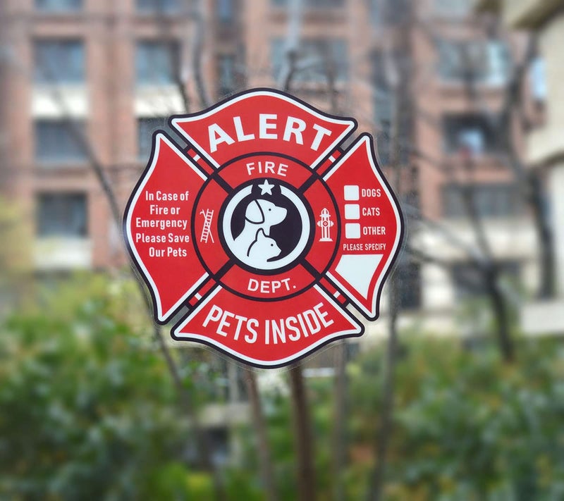 WINGKIND Pet Alert Stickers Static Cling Window Decals Emergency Pets Rescue Sign (6 Pack) with Bonus: Pet Home Alone Wallet Card & Key Tag - NO Adhesive, Removable, UV Resistant - Image 4