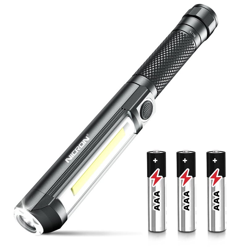 NICRON مصباح العمل NICRON فلاشلايت محمول بقاعدة مغناطيسية، 500 لومن ضوء فحص قلم 5 أوضاع شعاع LED WL15 فلاشلايت يدوي LED 3*AAA لإصلاح السيارات، الاستخدام المنزلي والخارجي - Image 1