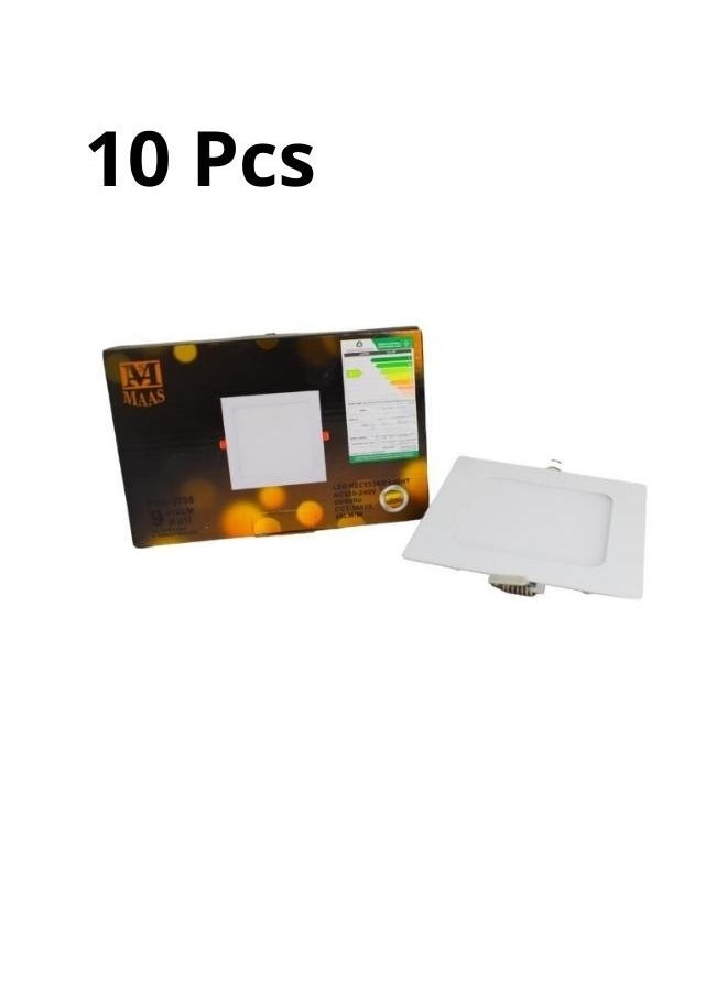 MAAS Aset of 10 LED lamp with a rectangularr design and very thin, mounted on the wall, recessed LED ceiling lamp, 612lumens, 9 watts, Yellow  - Image 4