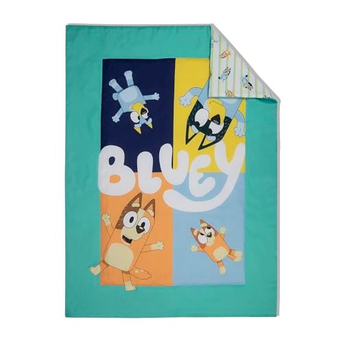 Bluey 4 Piece Toddler Bedding Set – Includes Comforter, Sheet Set – Fitted Top Sheet Reversible Pillowcase for Boys or Girls Bed, Blue - Image 4