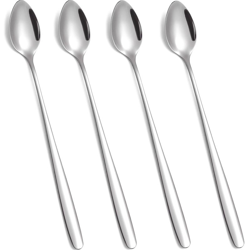 tiokin Latte Spoons Long Handle Coffee Spoons Teaspoons Set of 4 Stainless Steel 78Inches Tea Spoon Mixing Stirring Spoon for Latte Coffee Espresso Iced Tea Milk Shake Ice Cream Sundeas Cool Drinking